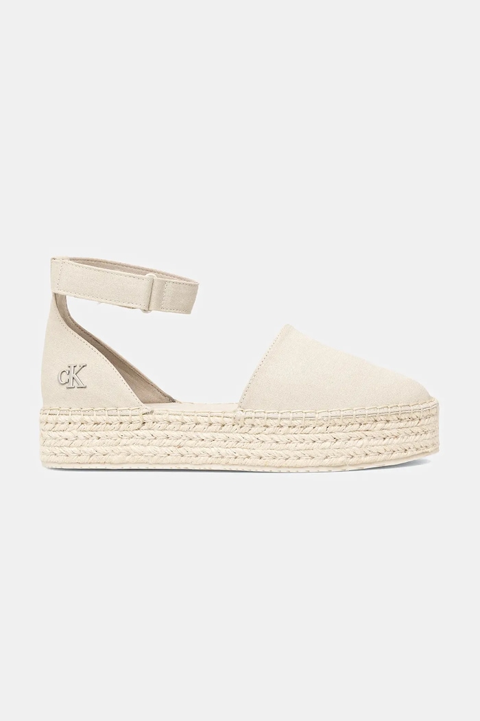 Espadrile Calvin Klein Jeans FLATFORM ESPADRILLE SLING MG YW0YW01735 bež SS25