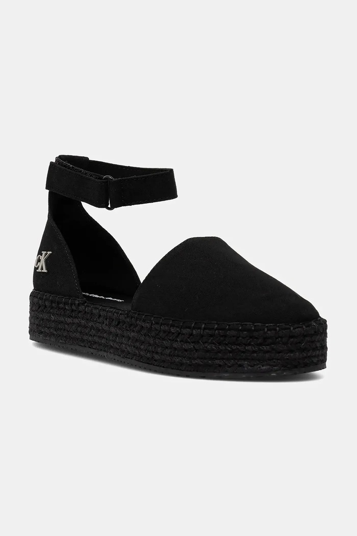 Calvin Klein Jeans espadrile FLATFORM ESPADRILLE SLING MG textil negru YW0YW01735