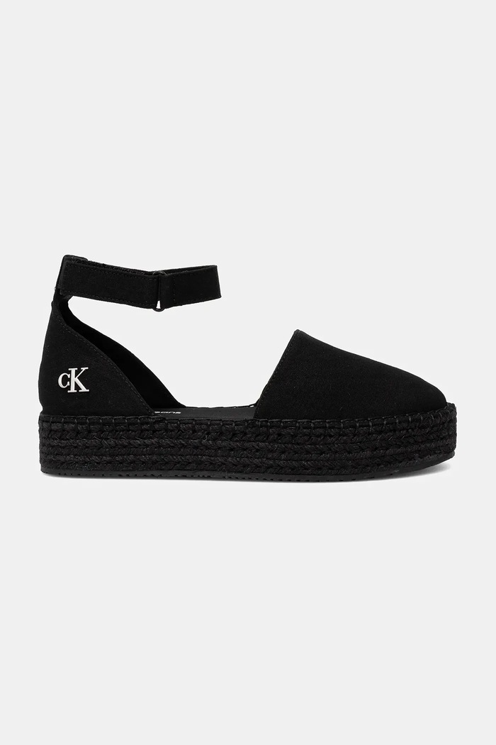 Calvin Klein Jeans espadrile FLATFORM ESPADRILLE SLING MG YW0YW01735 negru SS25