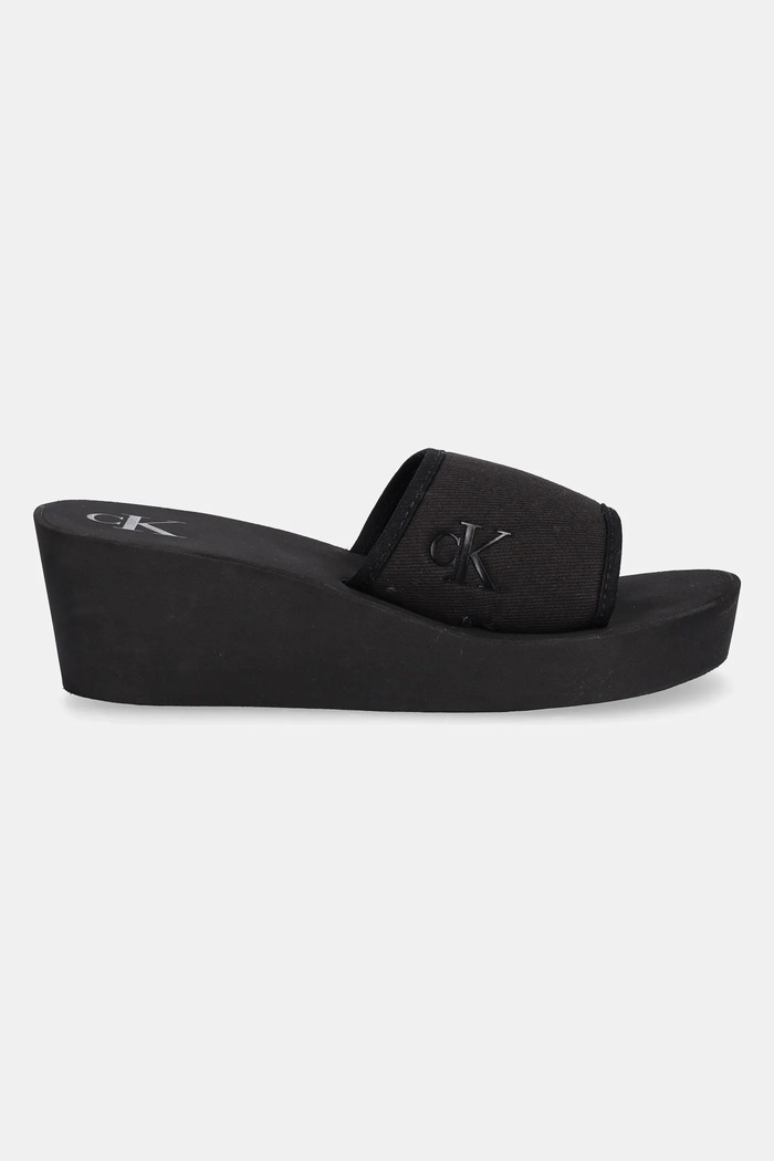Calvin Klein Jeans klapki BEACH WEDGE SLIDE CANVAS YW0YW01725 czarny SS25