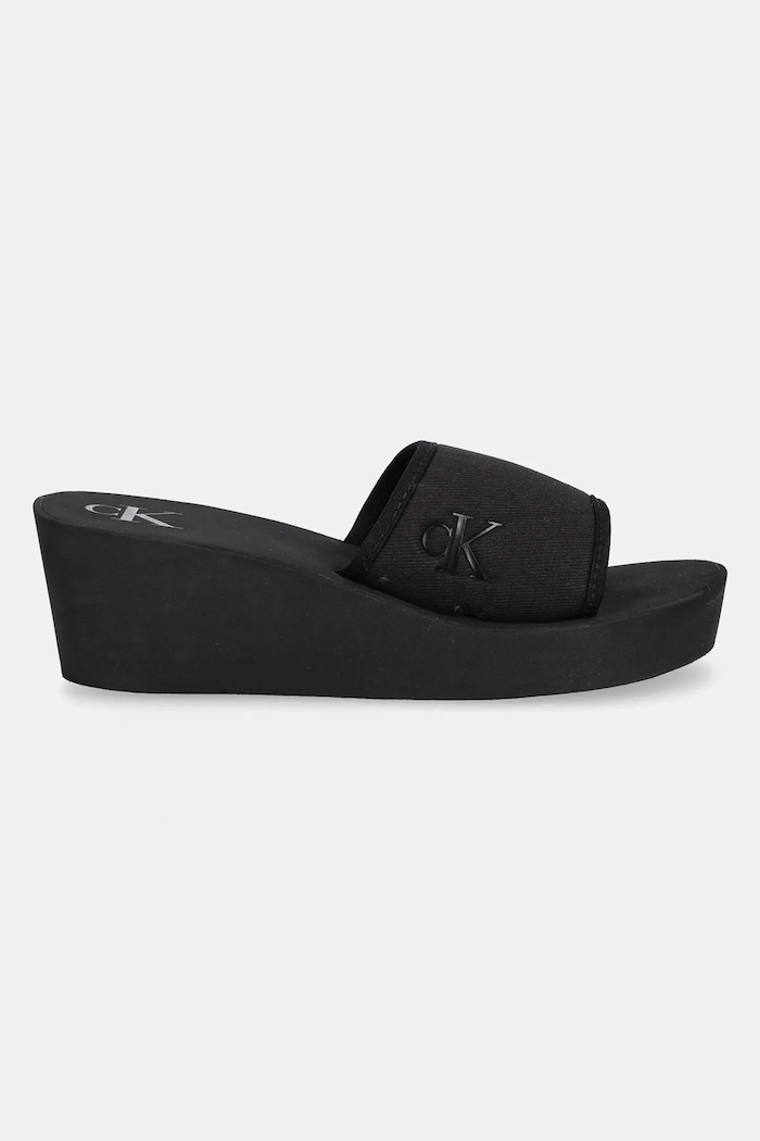 Calvin Klein Jeans klapki BEACH WEDGE SLIDE CANVAS YW0YW01725 czarny SS25