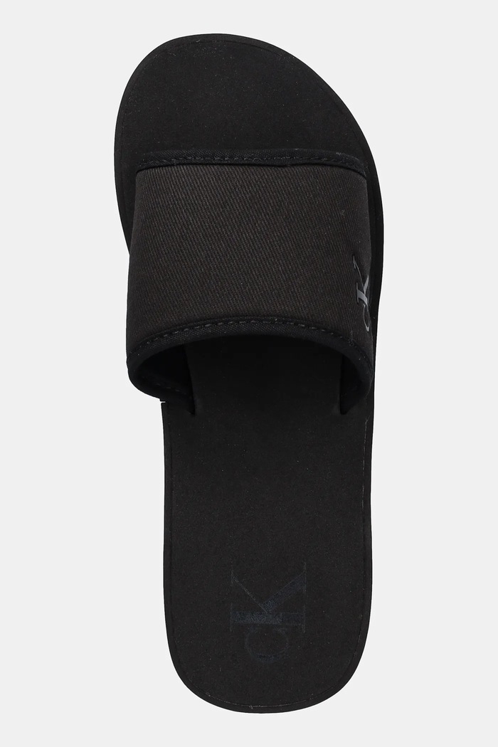 Calvin Klein Jeans klapki BEACH WEDGE SLIDE CANVAS czarny YW0YW01725
