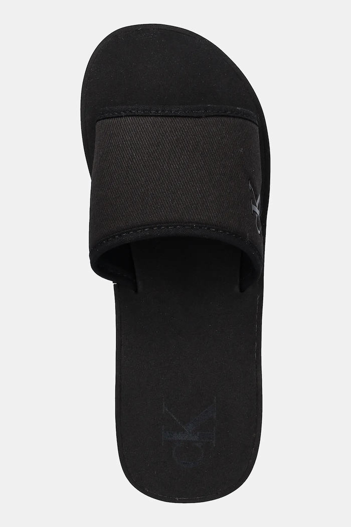 Calvin Klein Jeans klapki BEACH WEDGE SLIDE CANVAS czarny YW0YW01725
