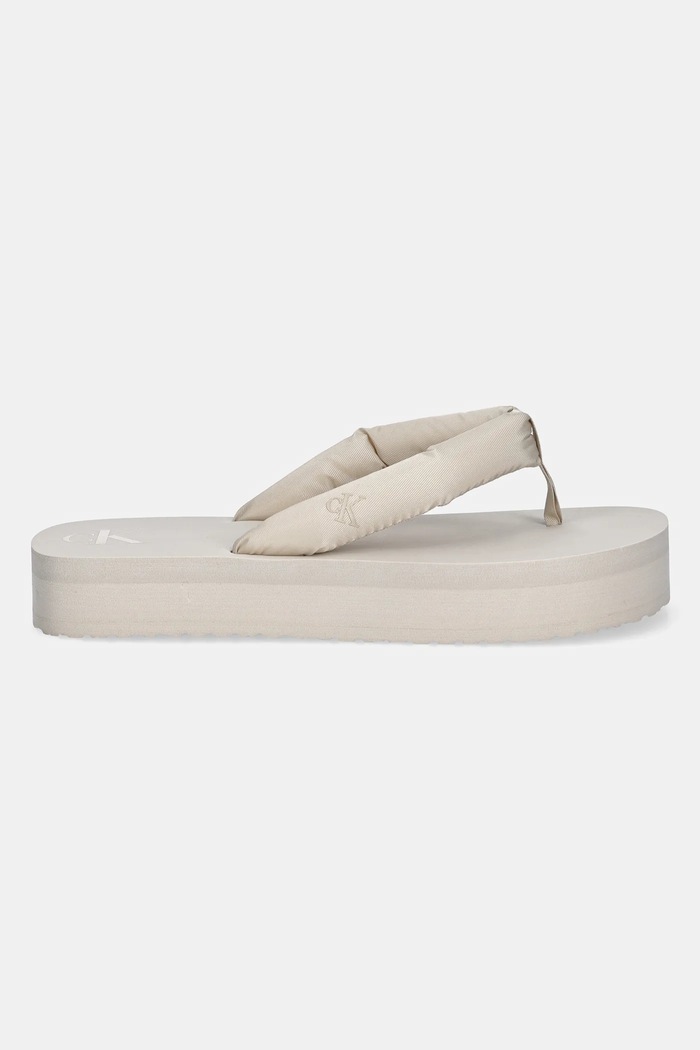 Žabky Calvin Klein Jeans BEACH SANDAL FLATFORM TTXR SATIN YW0YW01723 béžová SS25