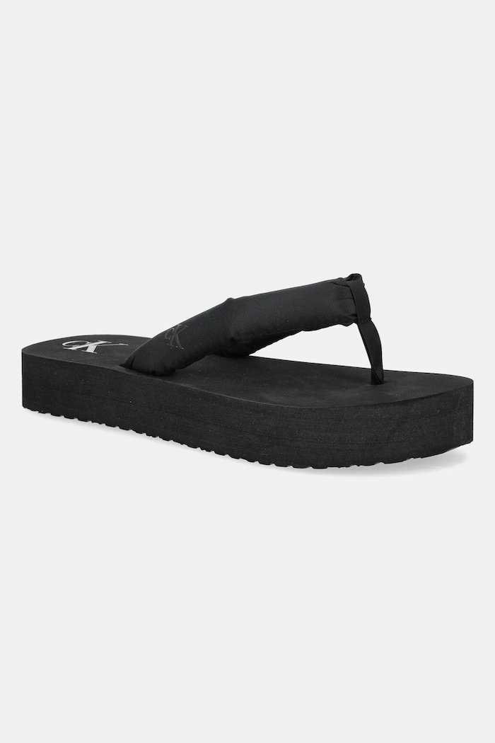 Σαγιονάρες Calvin Klein Jeans BEACH SANDAL FLATFORM TTXR SATIN ίσια πλατφόρμα μαύρο YW0YW01723