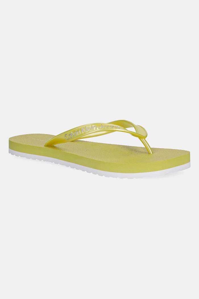 Calvin Klein Jeans japonki THONG+ TPU METALLIC syntetyczny zielony YW0YW01720