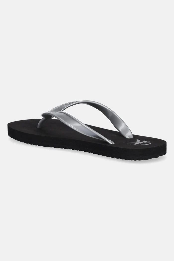 Obuwie Calvin Klein Jeans japonki BEACH SANDAL MONOLOGO TPU YW0YW01719 srebrny