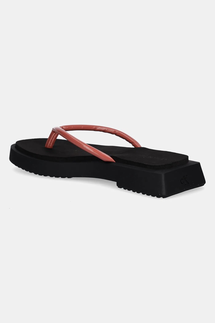 Obuwie Calvin Klein Jeans japonki SQ LOW WEDGE SANDAL STITCH YW0YW01716 różowy