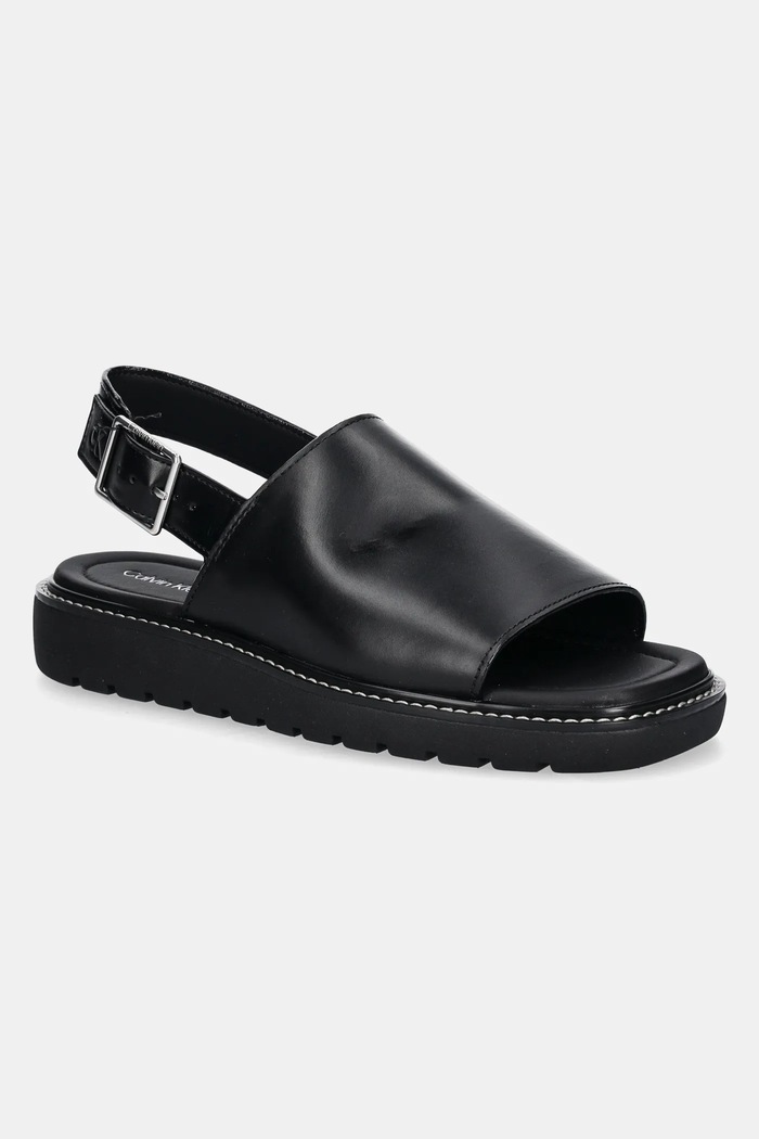 Sandále Calvin Klein Jeans SQ MOLDED SANDAL SLING MG LTH plochý čierna YW0YW01711