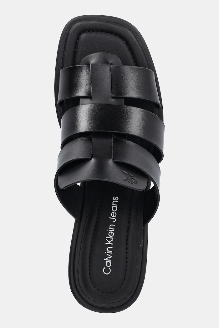 Παντόφλες Calvin Klein Jeans HEEL SQUARE MG LTH μαύρο YW0YW01702