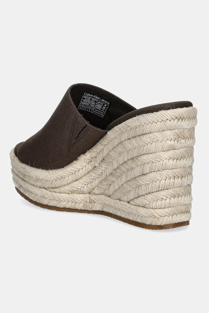 Obuwie Calvin Klein Jeans klapki WEDGE ROPE SLIDE MG YW0YW01699 brązowy
