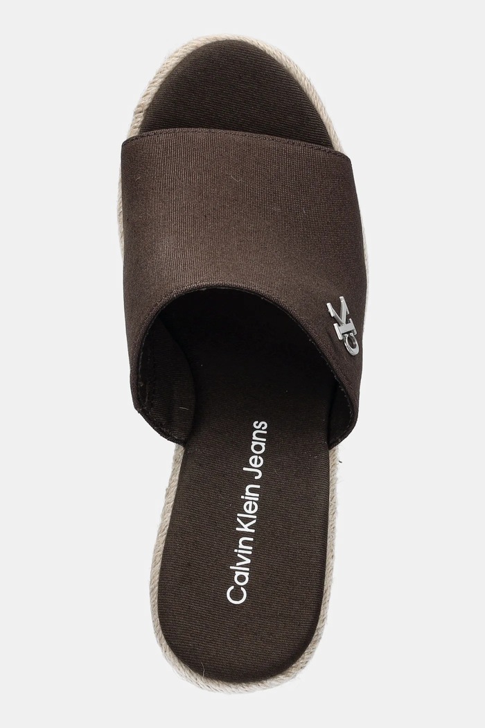 Calvin Klein Jeans klapki WEDGE ROPE SLIDE MG brązowy YW0YW01699