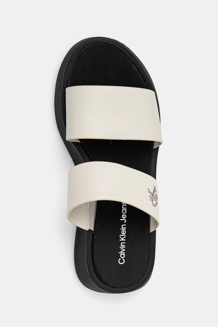 Šľapky Calvin Klein Jeans SANDAL SLIDE DOUBLE STRAP béžová YW0YW01694