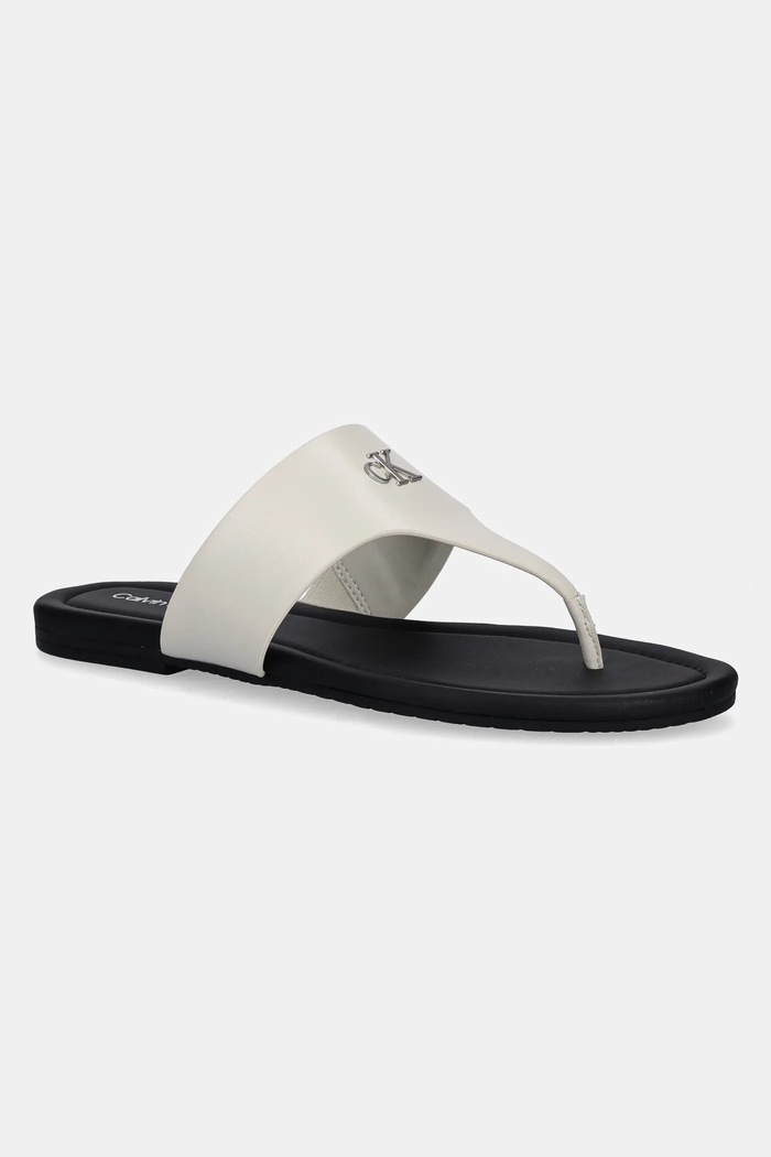 Calvin Klein Jeans japonki FLAT SANDAL TOEPOST MG imitacja skóry licowej beżowy YW0YW01691