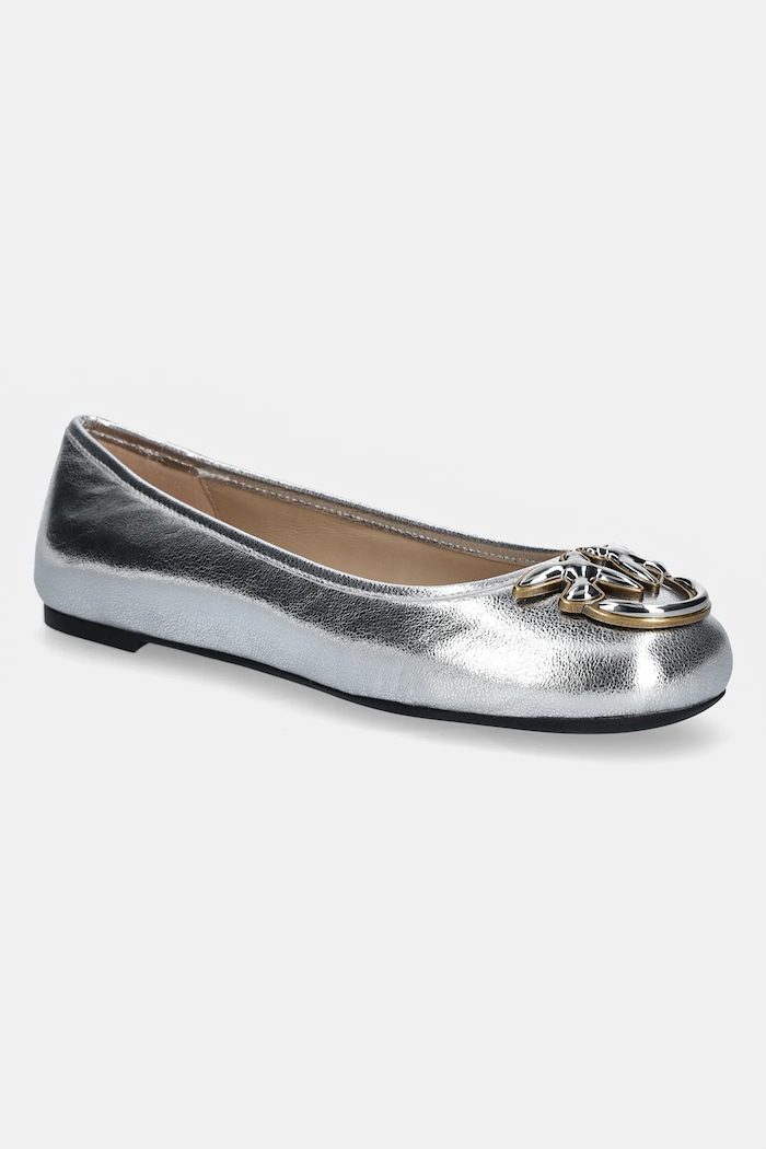 Pinko baleriny skórzane Gioia srebrny SD0295.P049.ZZF