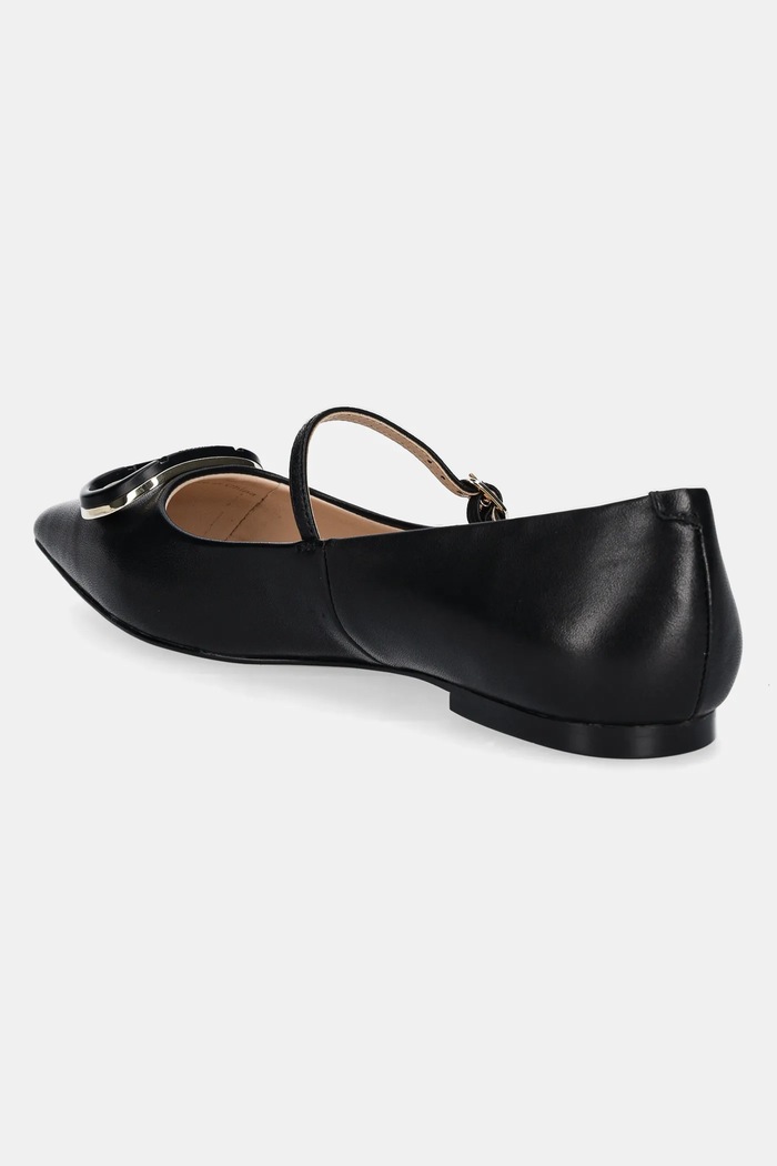 Obuwie Twinset baleriny skórzane 251TCP064.00006 czarny