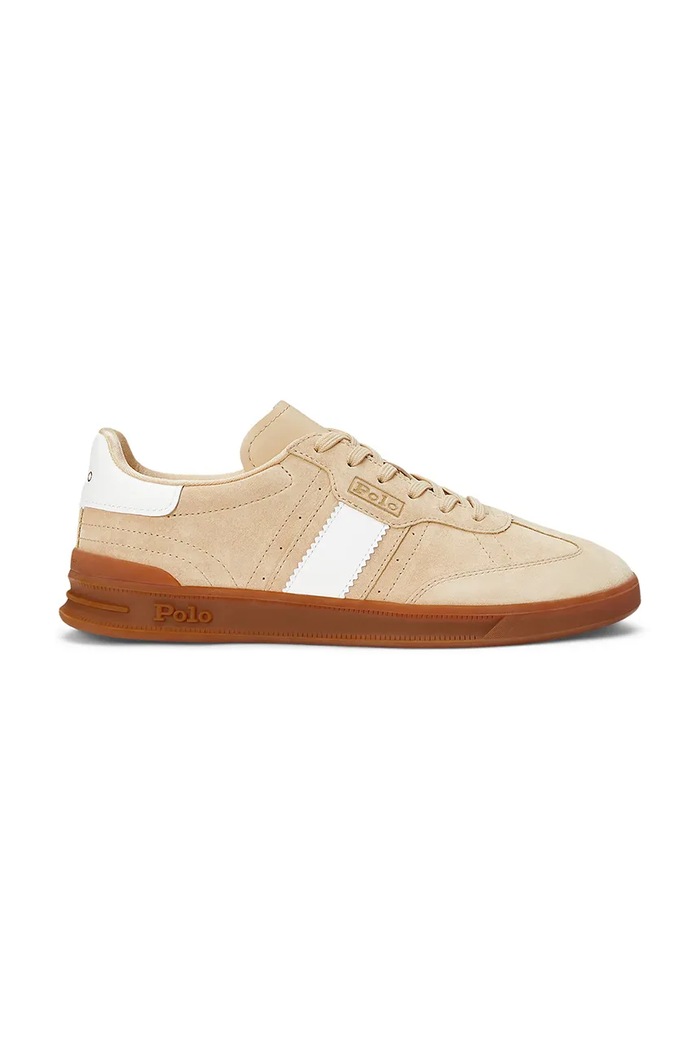 Kožené tenisky Polo Ralph Lauren HTR Aera plochá béžová 804956688