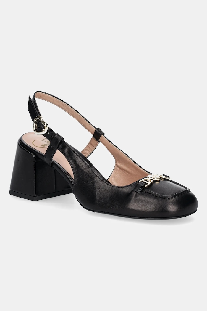Love Moschino czółenka skórzane słupek czarny JA10107G1MIA0000
