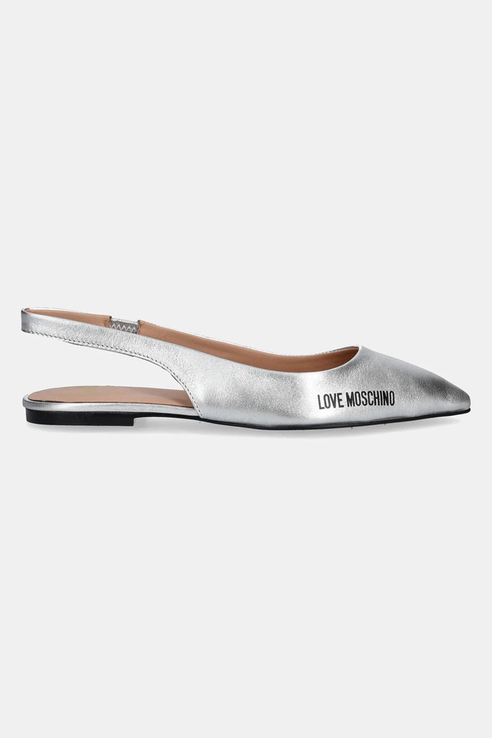 Kožené baleríny Love Moschino JA11021G1MIF0902 stříbrná SS25