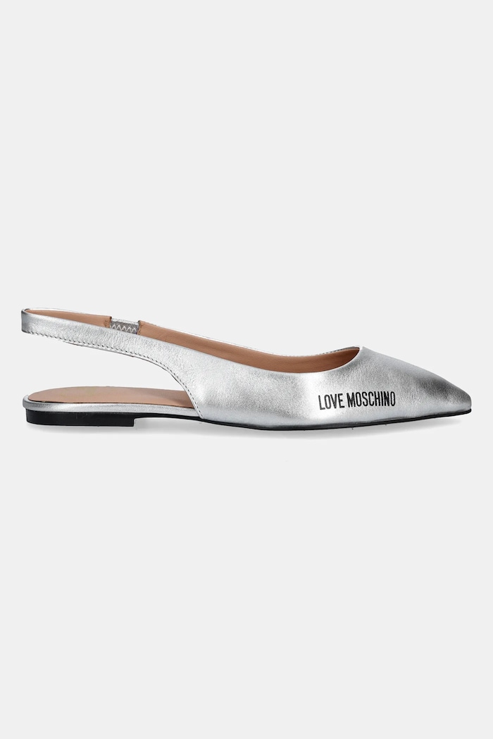 Kožené baleríny Love Moschino JA11021G1MIF0902 stříbrná SS25