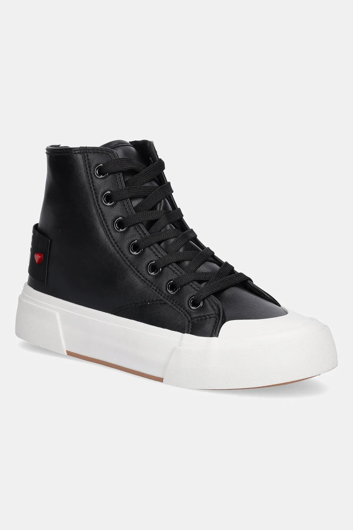 Love Moschino tenisi de piele textil negru JA15022G1MIA0000