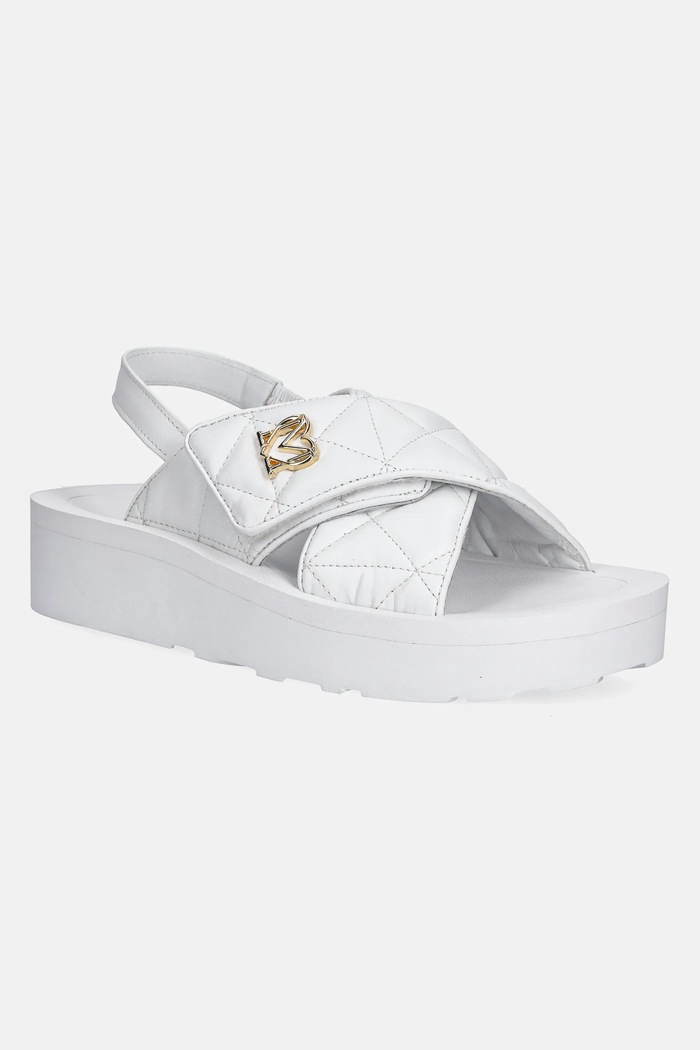 Love Moschino Kožené sandále Love Moschino biela JA16044I1MIE0100