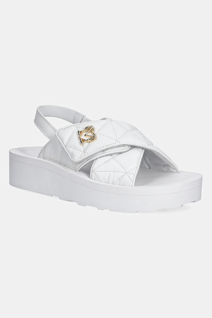 Love Moschino Kožené sandále Love Moschino biela JA16044I1MIE0100