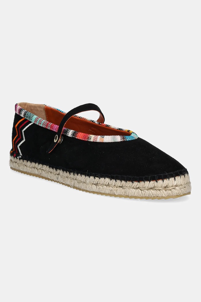Велурени еспадрили Missoni Lola равен черен MWB012.001