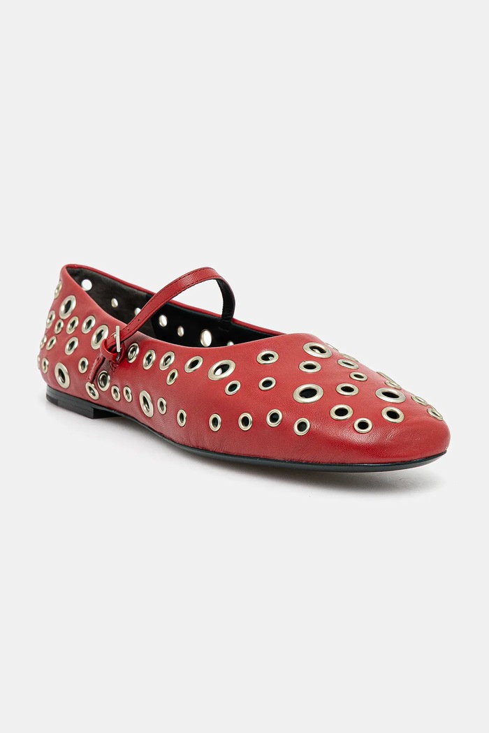 Kožené balerínky Tory Burch Eyelet Mary Jane Ballet červená 162679.960
