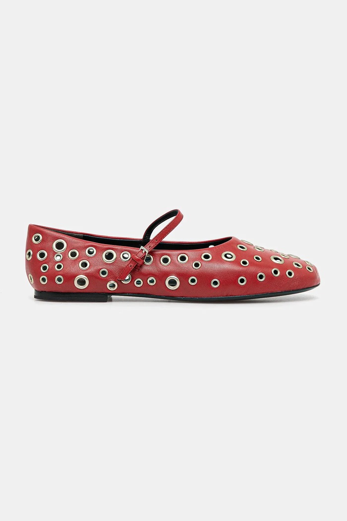 Kožené balerínky Tory Burch Eyelet Mary Jane Ballet 162679.960 červená SS25