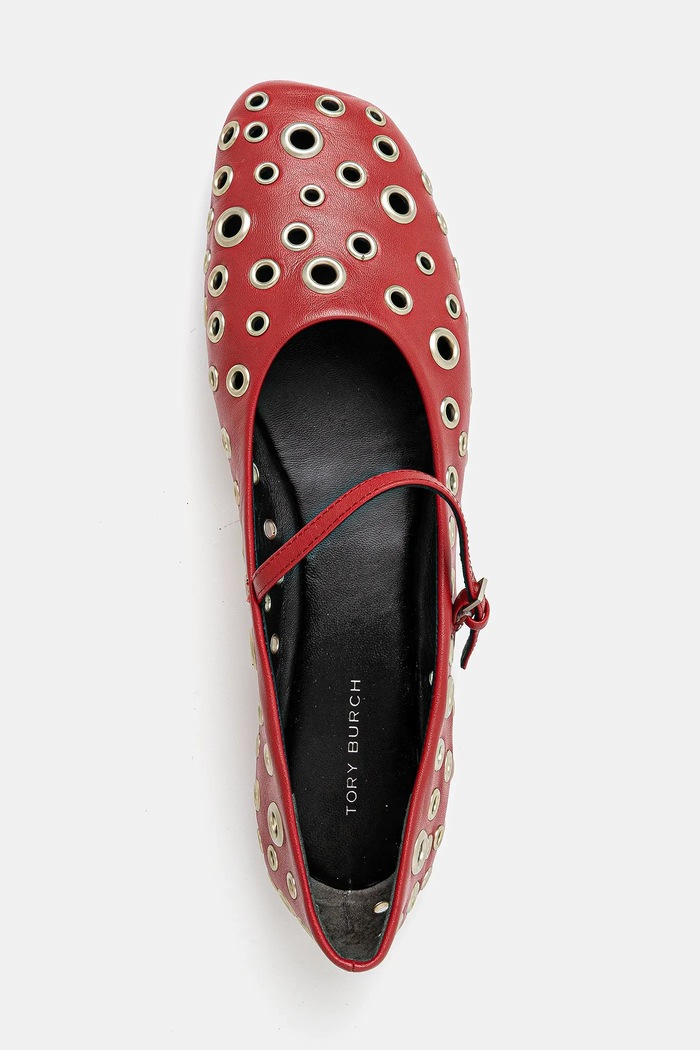 Kožené balerínky Tory Burch Eyelet Mary Jane Ballet 162679.960 červená