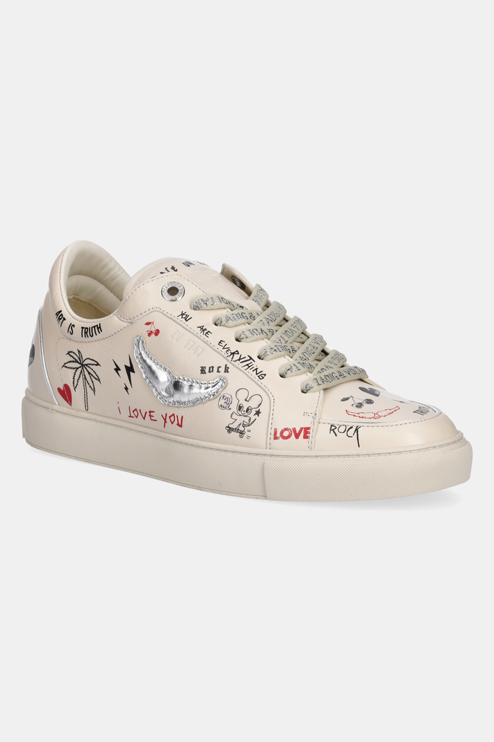 Δερμάτινα sneakers ZADIG&VOLTAIRE Fly On Love φλατ μπεζ SWSN01568