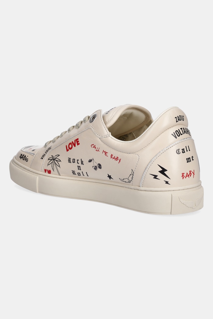 Παπούτσια Δερμάτινα sneakers ZADIG&VOLTAIRE Fly On Love SWSN01568 μπεζ