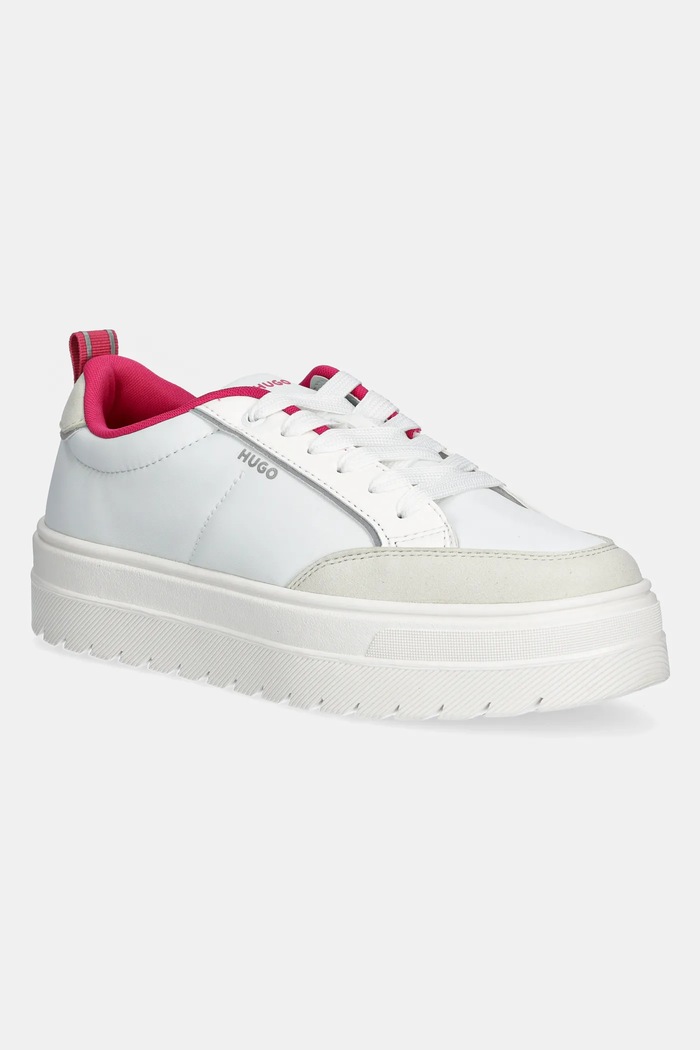 Sneakers HUGO Lyssa απομίμηση λείου δέρματος λευκό 50536343.167