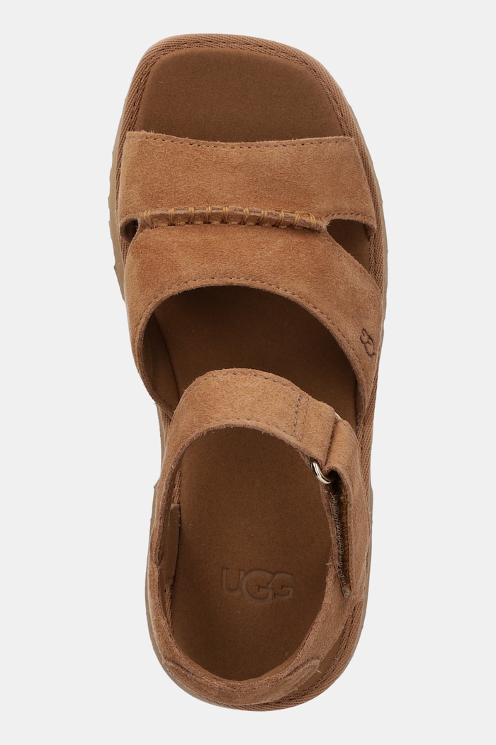 UGG sandale din piele întoarsă New Heights Ankle Strap maro 1167475.CHE