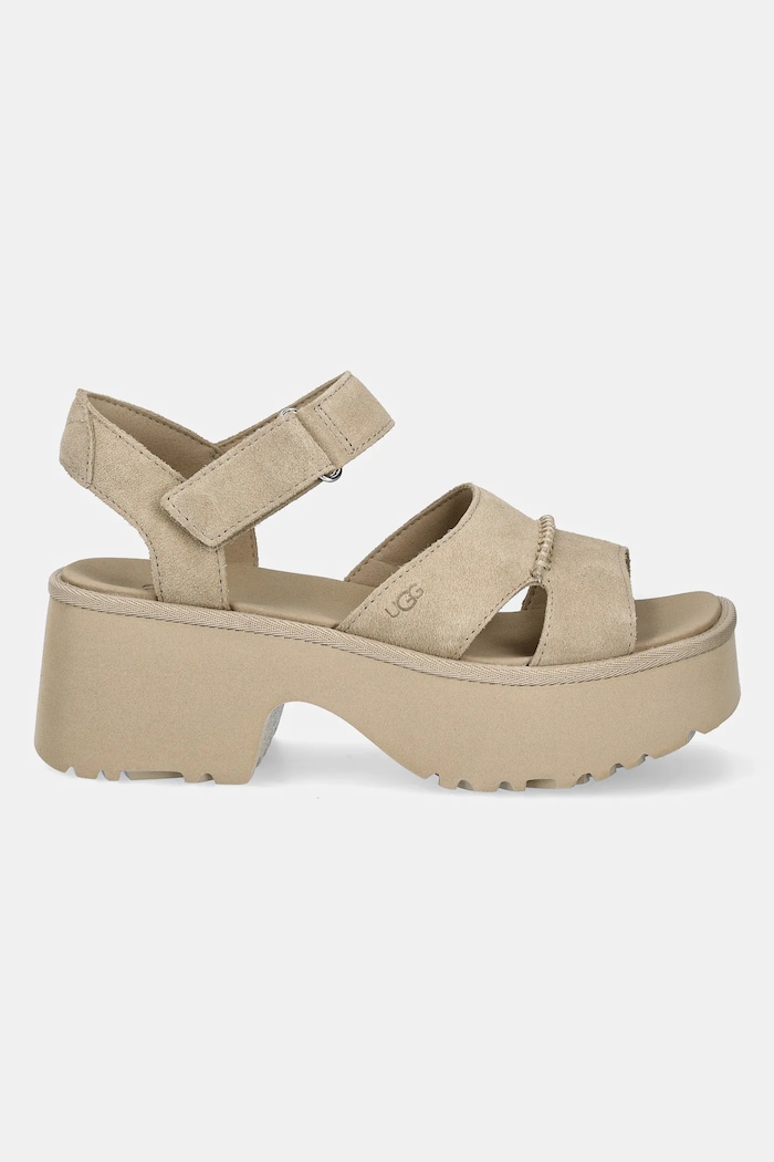 UGG sandały zamszowe New Heights Ankle Strap 1167475.MDSD beżowy SS25