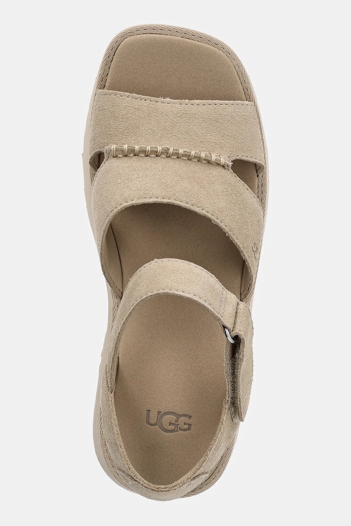 UGG sandały zamszowe New Heights Ankle Strap beżowy 1167475.MDSD