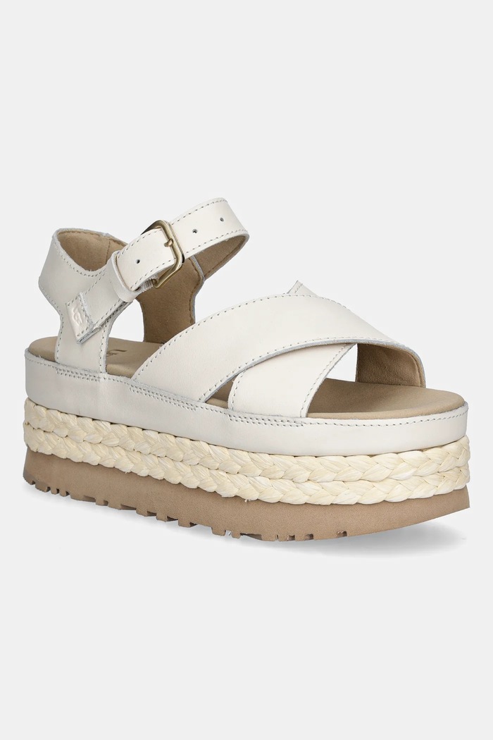 UGG Sandały skórzane Aubrey Ankle Strap beżowy 1169650.JSM