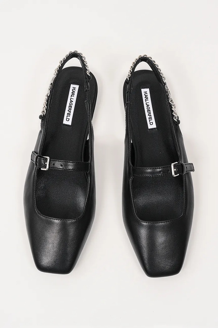 Кожени балеринки Karl Lagerfeld KONNIE черен KL40181.000
