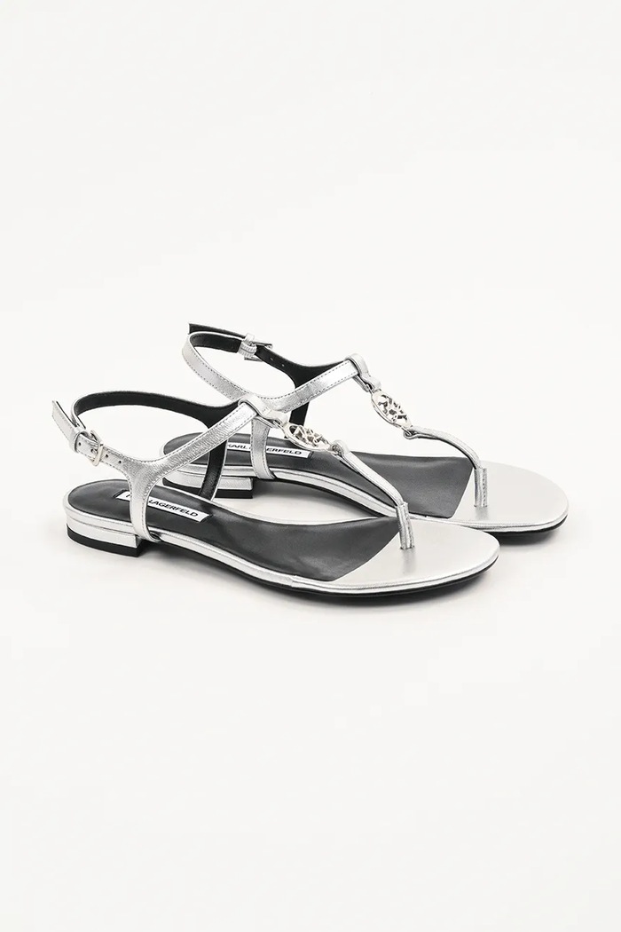 Kožené sandále Karl Lagerfeld ALISSO KL82515.0SL strieborná SS25