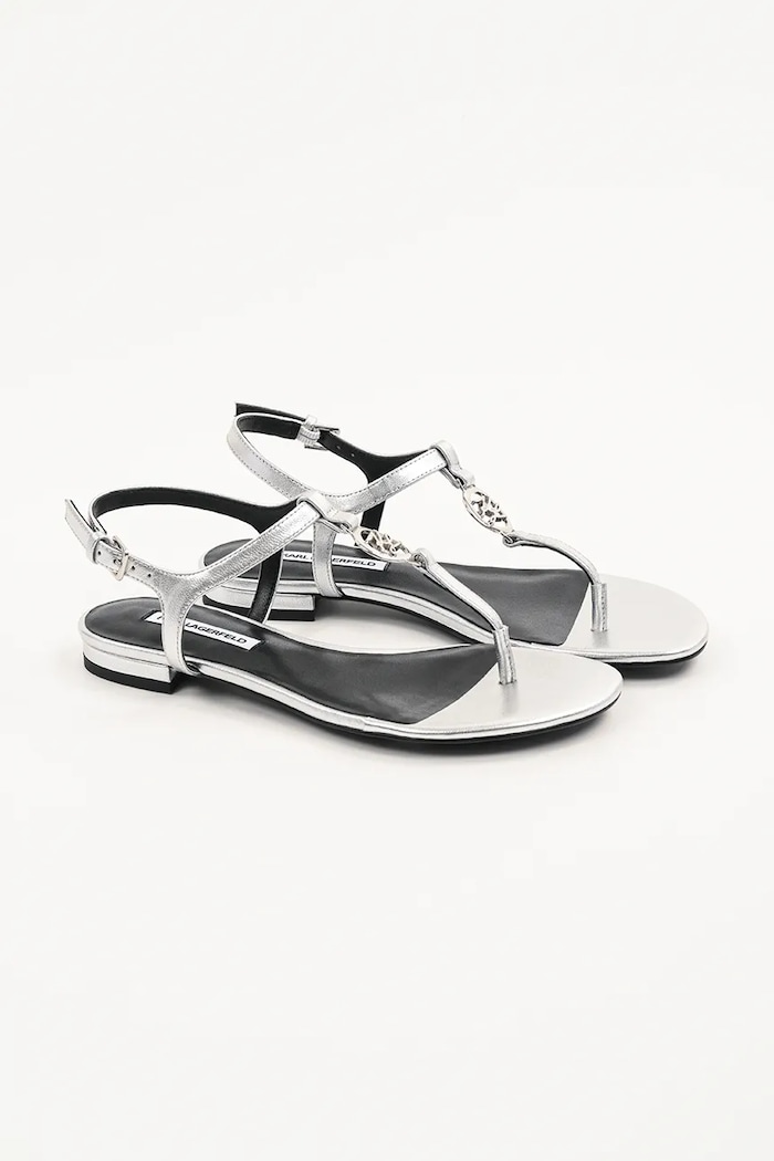 Kožené sandále Karl Lagerfeld ALISSO KL82515.0SL strieborná SS25