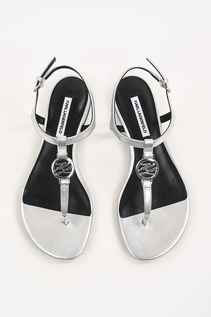 Kožené sandále Karl Lagerfeld ALISSO strieborná KL82515.0SL