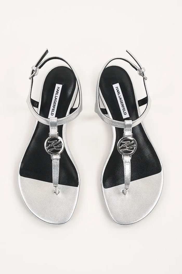 Kožené sandále Karl Lagerfeld ALISSO strieborná KL82515.0SL