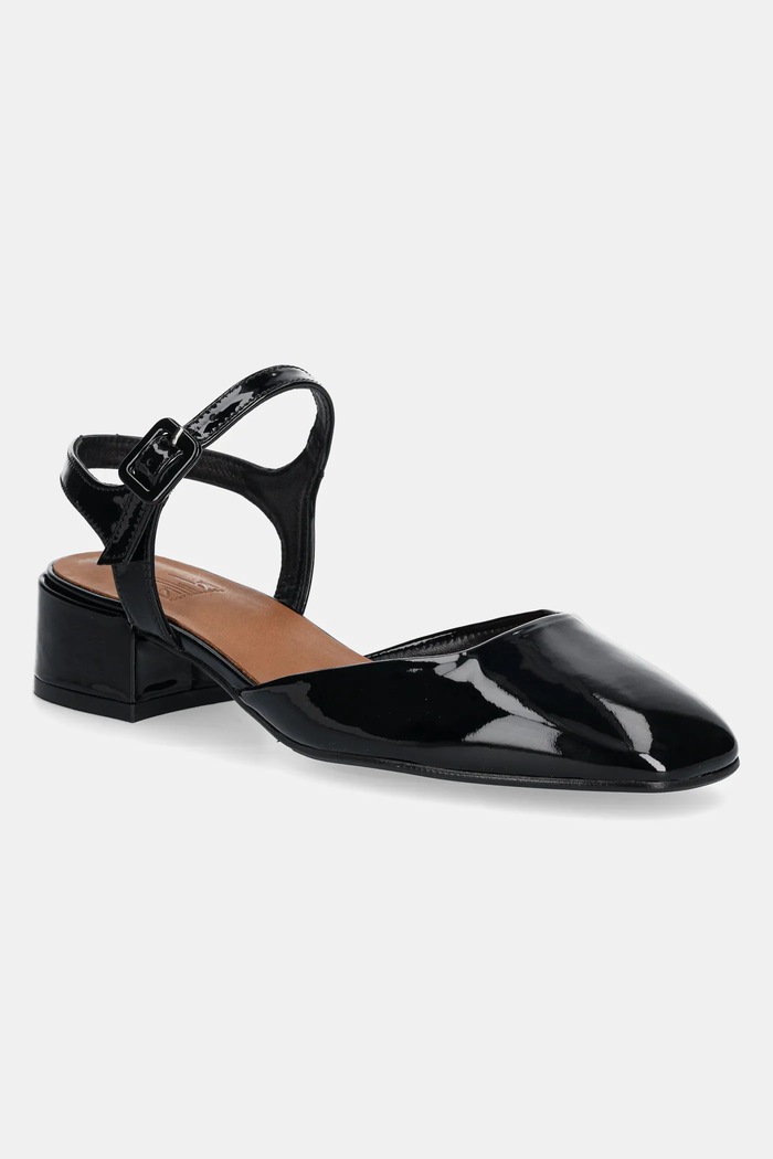 Billi Bi czółenka skórzane odkryta pięta czarny A8064.Black