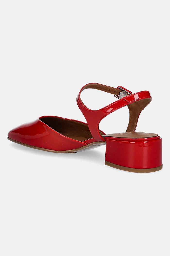 Обувки Кожени обувки с дебел ток Billi Bi A8064.Red червен