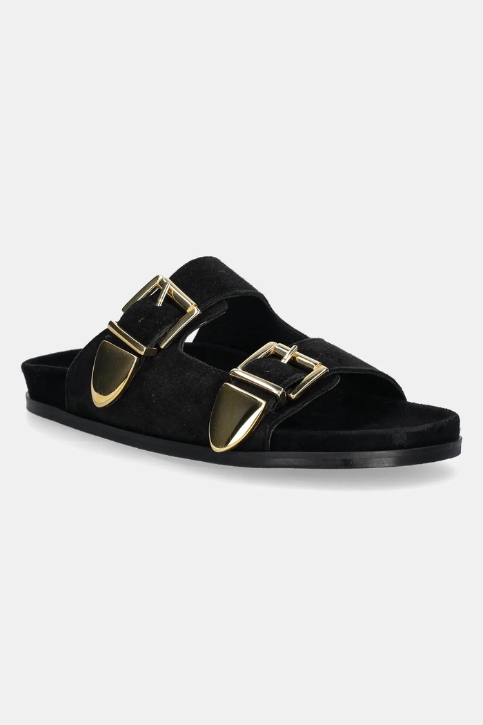 Billi Bi ciabatte slide in camoscio pelle scamosciata nero A8621.Black