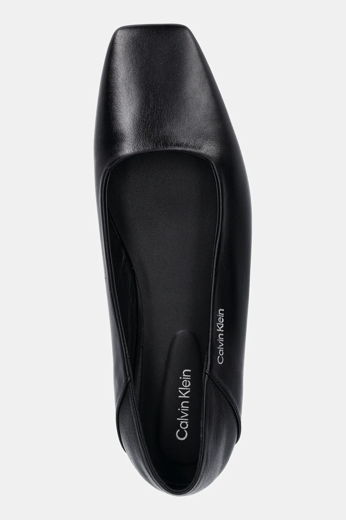 Kožené balerínky Calvin Klein FLAT BALLERINA - LTH čierna HW0HW02463