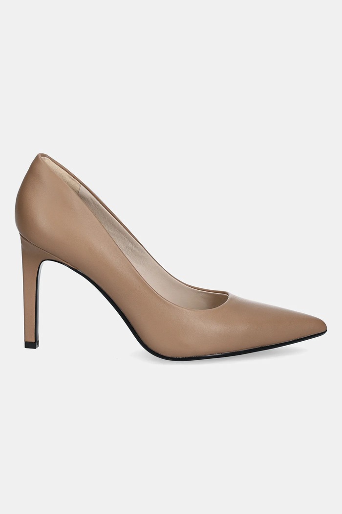 Δερμάτινες γόβες Calvin Klein HEEL PUMP 90 - LTH HW0HW02336 καφέ SS25