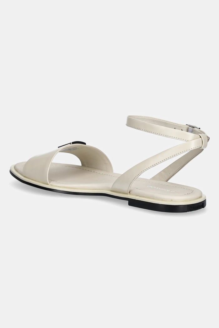 Obuwie Calvin Klein sandały skórzane FLAT SANDAL W/CK HW - LTH HW0HW02367 beżowy
