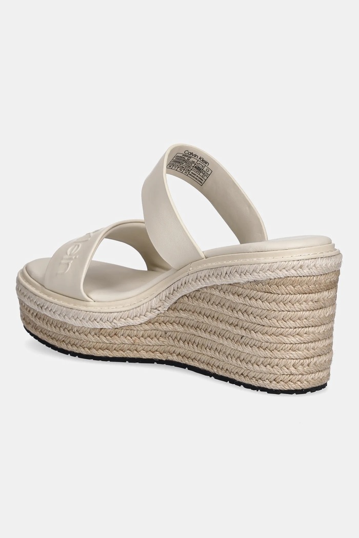 Obuwie Calvin Klein klapki skórzane WEDGE SANDAL 50 - HE HW0HW02375 beżowy